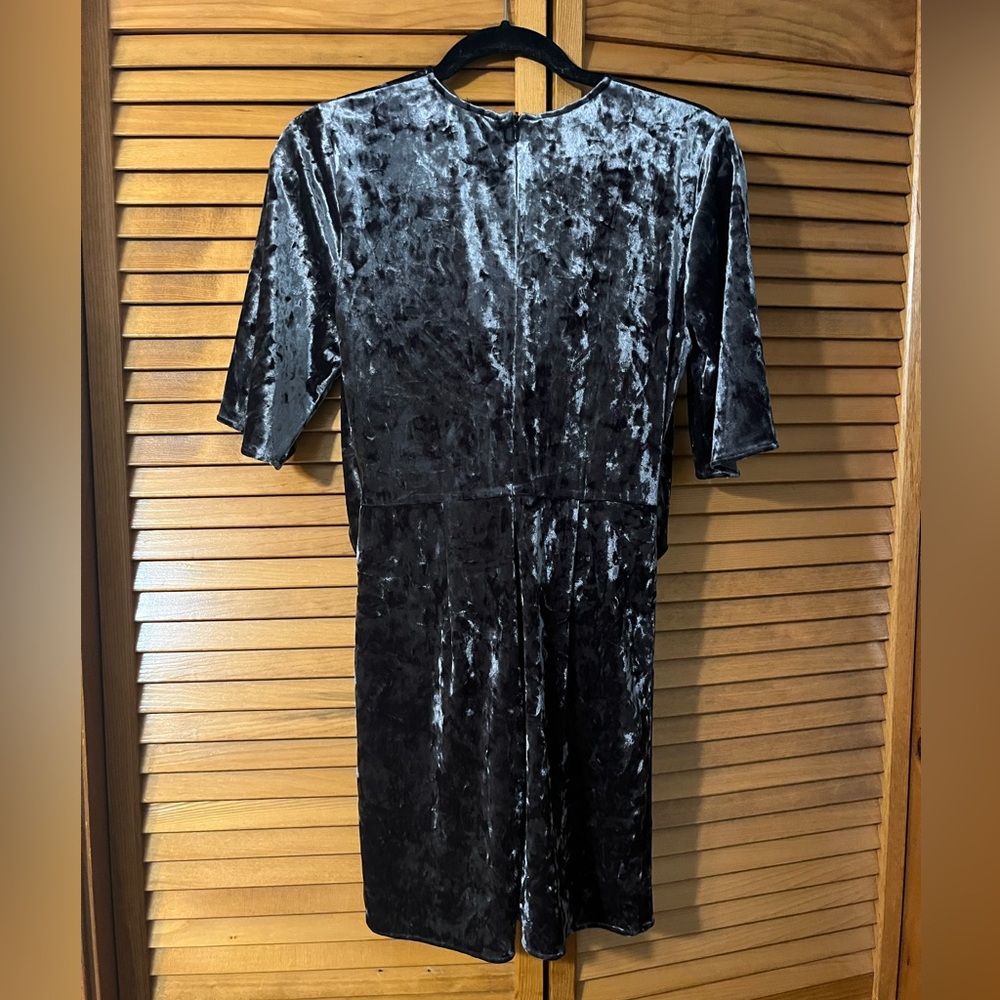 Zara Crushed Velvet Charcoal Gray Dress - Picture 3 of 7